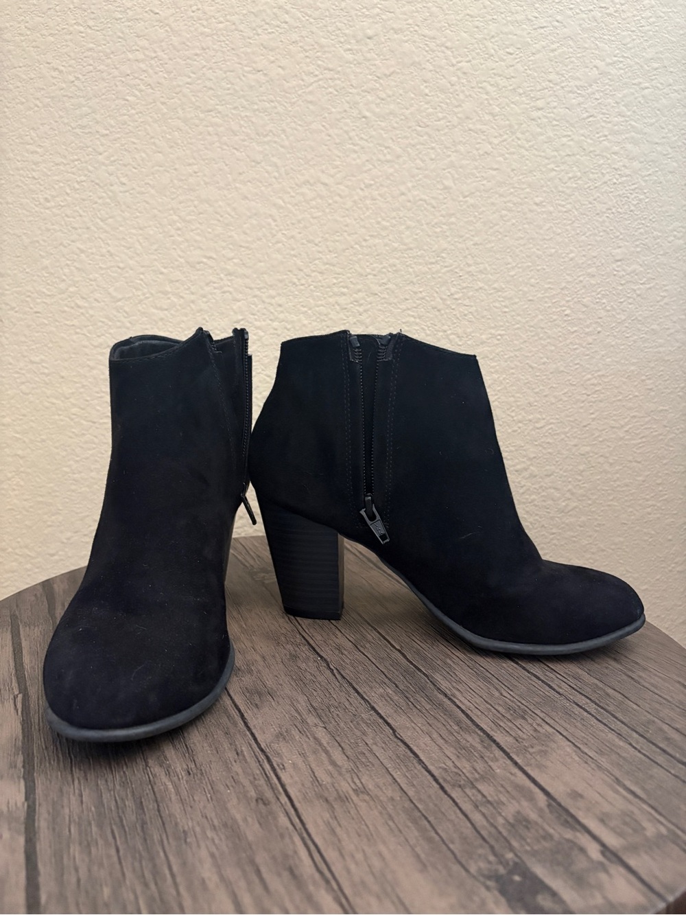 Old Navy Black Suede-Look Ankle Booties with Block Heel